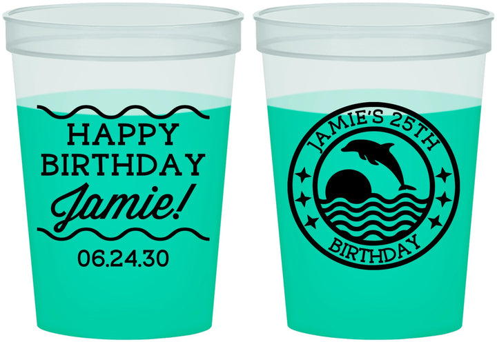 Custom Birthday 16 oz Color Changing Cups - 25th Dolphins | 20077