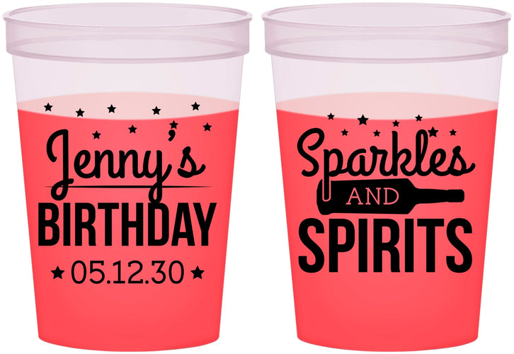 Custom Birthday 16 oz Color Changing Cups - Sparkles Spirits | 20083