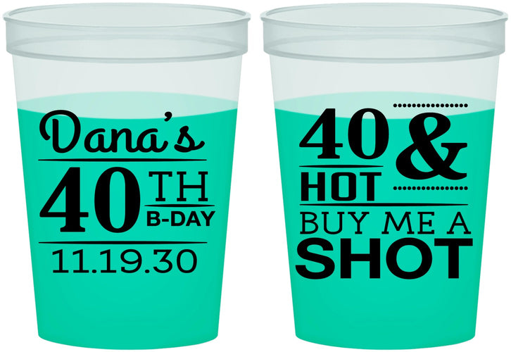 Custom Birthday 16 oz Color Changing Cups - 40th | 20086