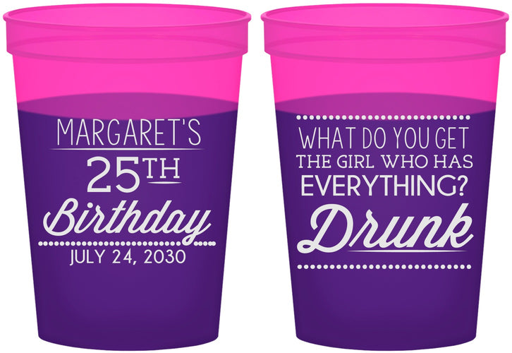 Custom Birthday 16 oz Color Changing Cups - 25th | 20093