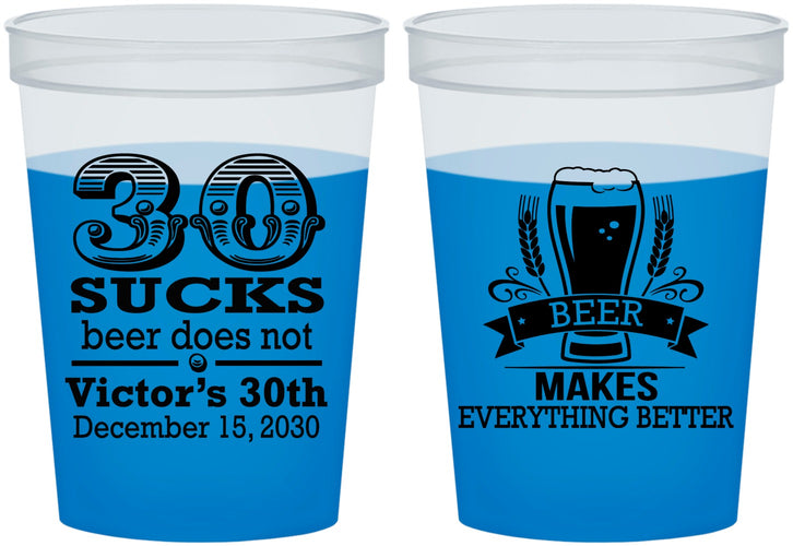 Custom Birthday 16 oz Color Changing Cups - 30th Sucks | 20097