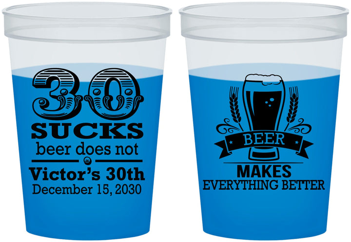 Custom Birthday 16 oz Color Changing Cups - 30th Sucks | 20097