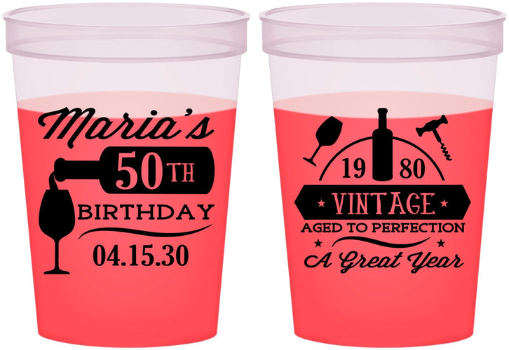 Custom Birthday 16 oz Color Changing Cups - 50th Wine | 20098