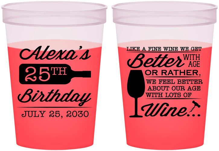 Custom Birthday 16 oz Color Changing Cups - 25th Wine | 20099