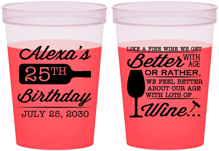 Custom Birthday 16 oz Color Changing Cups - 25th Wine | 20099