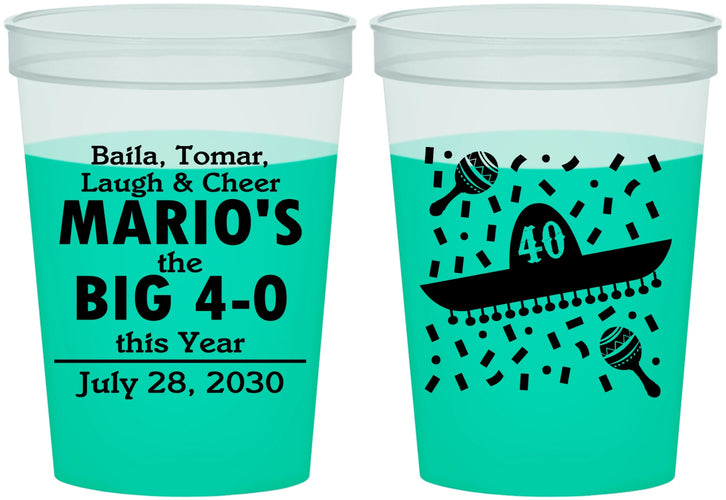 Custom Birthday 16 oz Color Changing Cups - 40th Mexico | 20109