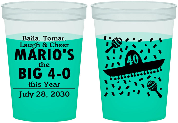 Custom Birthday 16 oz Color Changing Cups - 40th Mexico | 20109