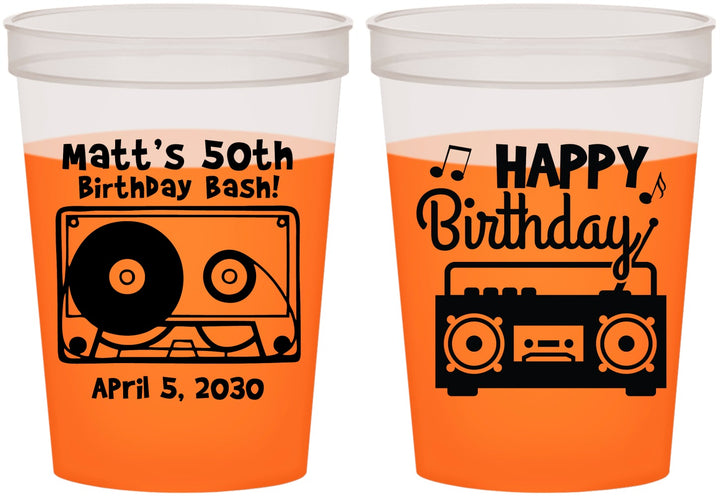 Custom Birthday 16 oz Color Changing Cups - 50th Cassette Tape | 20117