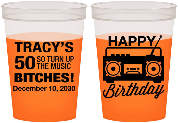 Custom Birthday 16 oz Color Changing Cups - 50th Cassette Tape | 20118