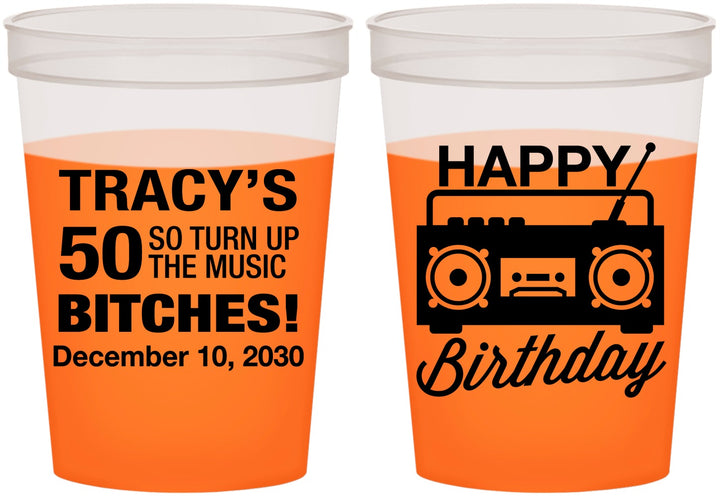 Custom Birthday 16 oz Color Changing Cups - 50th Cassette Tape | 20118