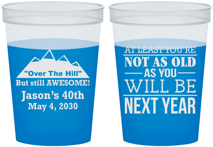 Custom Birthday 16 oz Color Changing Cups - 40th Over The Hill | 20121
