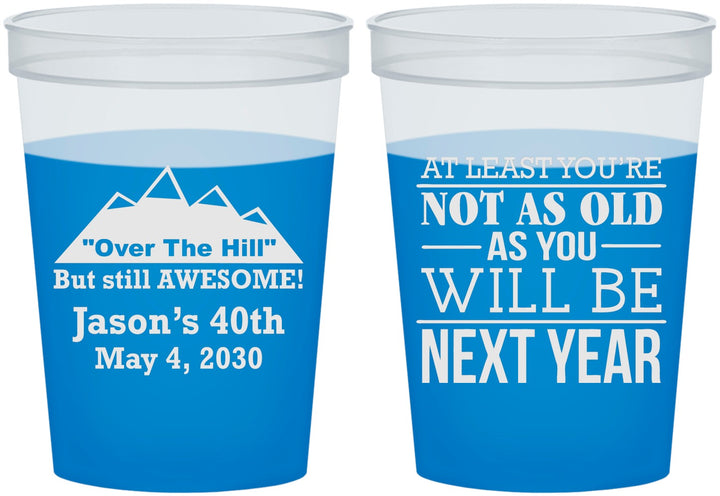 Custom Birthday 16 oz Color Changing Cups - 40th Over The Hill | 20121