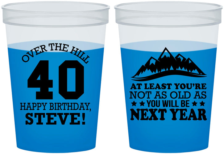 Custom Birthday 16 oz Color Changing Cups - 40th Over The Hill | 20123