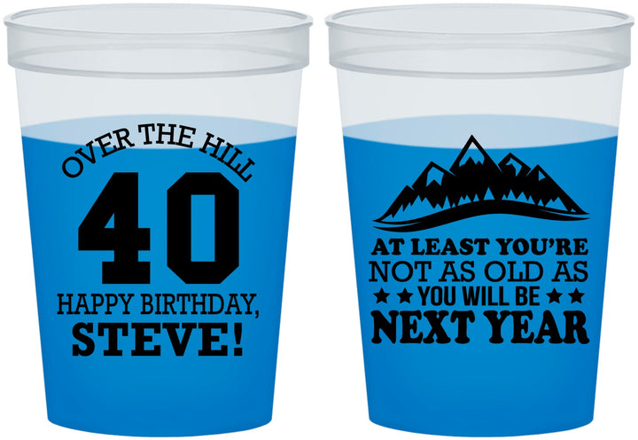 Custom Birthday 16 oz Color Changing Cups - 40th Over The Hill | 20123