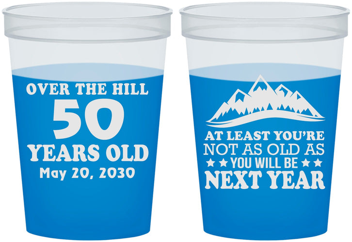 Custom Birthday 16 oz Color Changing Cups - 50th Over The Hill | 20124