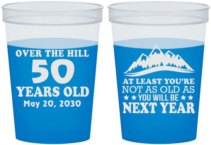 Custom Birthday 16 oz Color Changing Cups - 50th Over The Hill | 20124