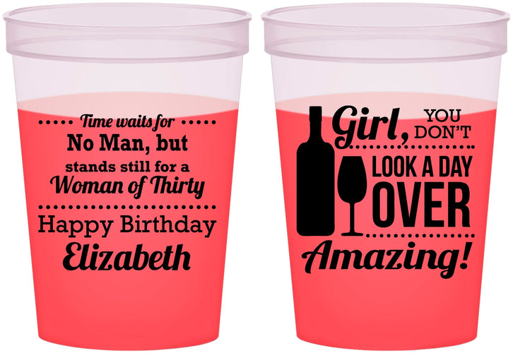 Custom Birthday 16 oz Color Changing Cups - Look A Day Over Amazing | 20150