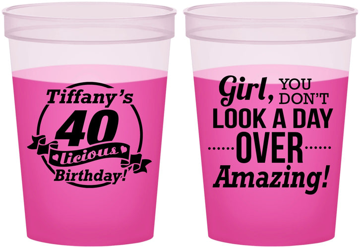 Custom Birthday 16 oz Color Changing Cups - 40th | 20153