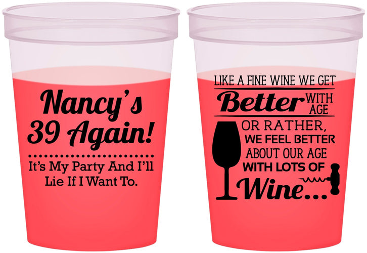 Custom Birthday 16 oz Color Changing Cups - 40th Wine | 20154