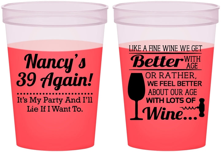 Custom Birthday 16 oz Color Changing Cups - 40th Wine | 20154