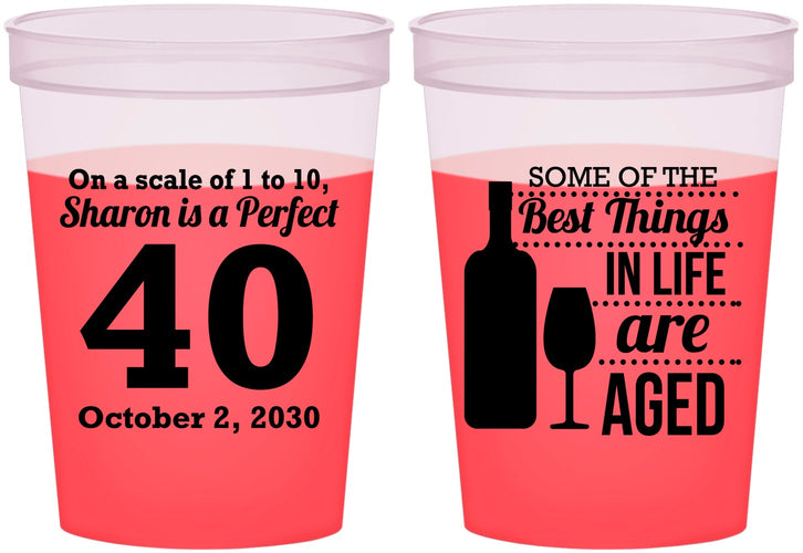 Custom Birthday 16 oz Color Changing Cups - 40th Wine | 20155