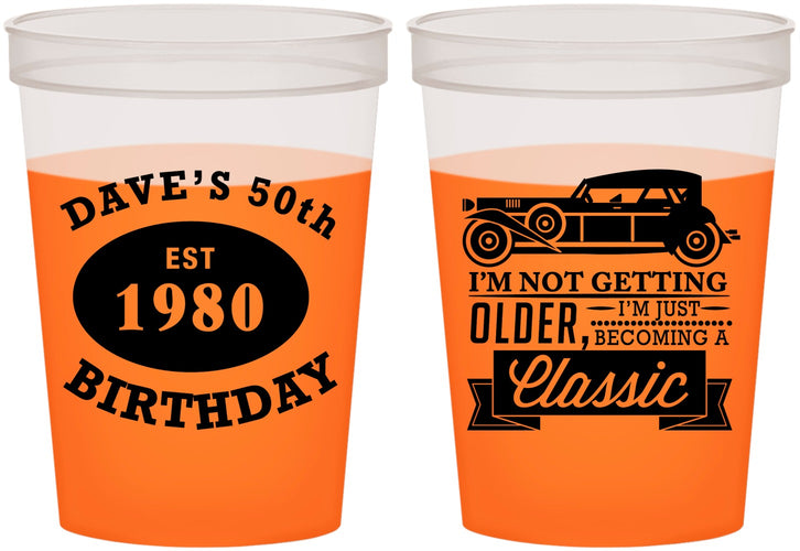 Custom Birthday 16 oz Color Changing Cups - 50th Classic Car | 20156