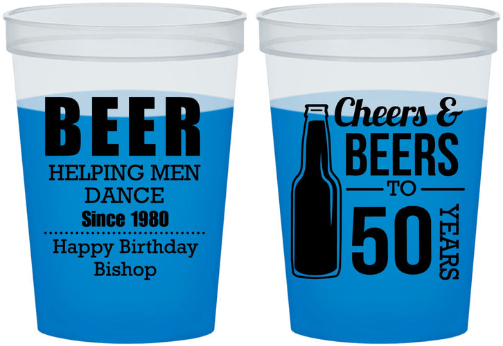 Custom Birthday 16 oz Color Changing Cups - Cheers Beers To 50 Years | 20160