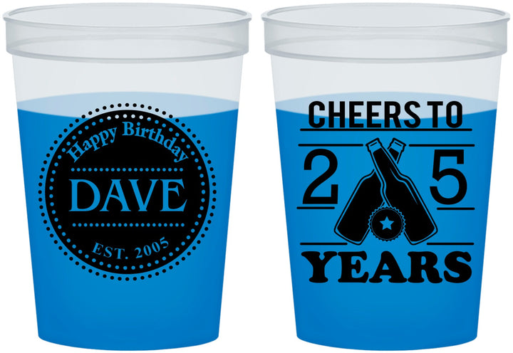 Custom Birthday 16 oz Color Changing Cups - Cheers To 25 Years | 20164