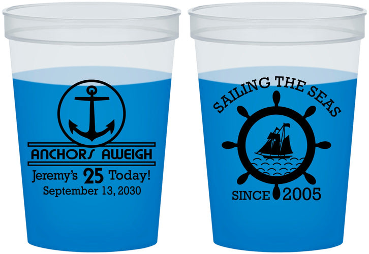 Custom Birthday 16 oz Color Changing Cups - 25th Nautical | 20168