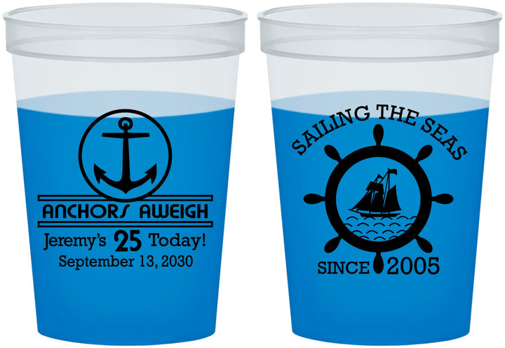 Custom Birthday 16 oz Color Changing Cups - 25th Nautical | 20168
