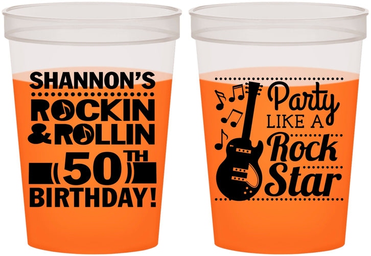 Custom Birthday 16 oz Color Changing Cups - 50th Rock Star | 20173