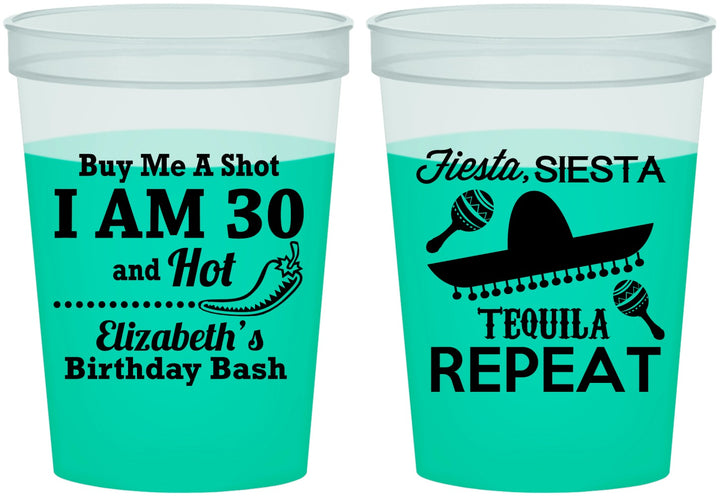 Custom Birthday 16 oz Color Changing Cups - 30th Fiesta Siesta Tequila | 20177