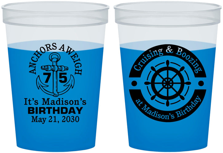 Custom Birthday 16 oz Color Changing Cups - 75th Nautical | 20178