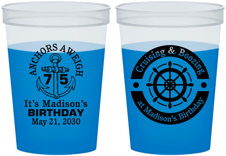 Custom Birthday 16 oz Color Changing Cups - 75th Nautical | 20178