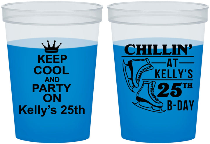 Custom Birthday 16 oz Color Changing Cups - 25th Ice Scating | 20185
