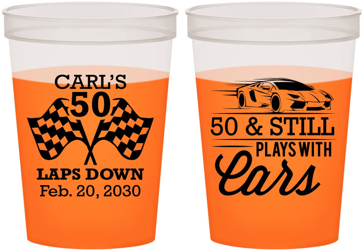 Custom Birthday 16 oz Color Changing Cups - 50th Race Car | 20187