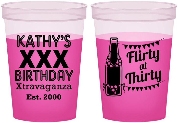 Custom Birthday 16 oz Color Changing Cups - 30th Flirty At Thirty | 20191