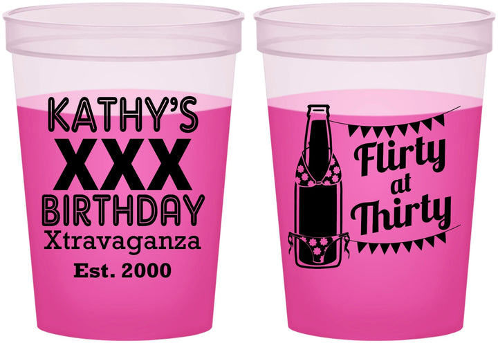 Custom Birthday 16 oz Color Changing Cups - 30th Flirty At Thirty | 20191
