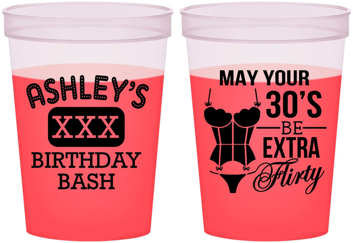 Custom Birthday 16 oz Color Changing Cups - 30th Flirty At Thirty | 20192