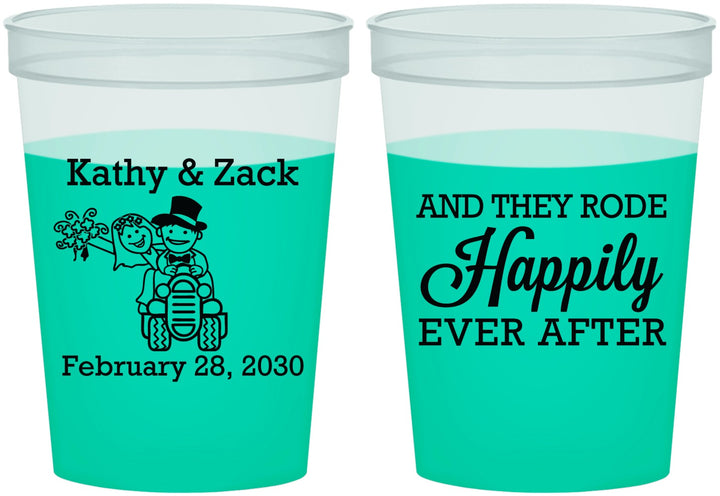 Custom Wedding 16 oz Color Changing Cups - Happily Ever After Tractor | 202