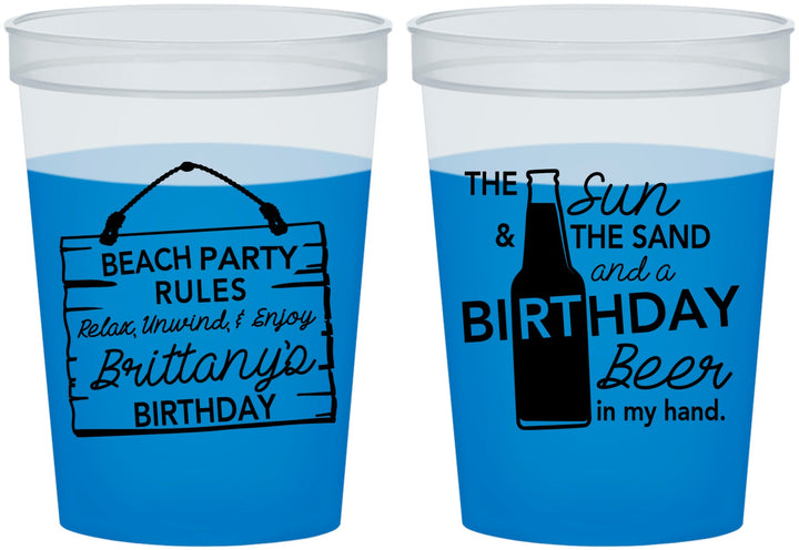 Custom Birthday 16 oz Color Changing Cups - Beach | 20200