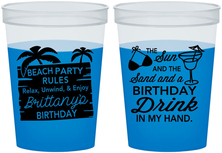 Custom Birthday 16 oz Color Changing Cups - Beach | 20201