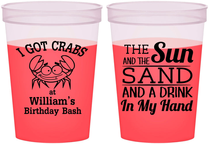 Custom Birthday 16 oz Color Changing Cups - Sun Sand Drink Hand | 20205