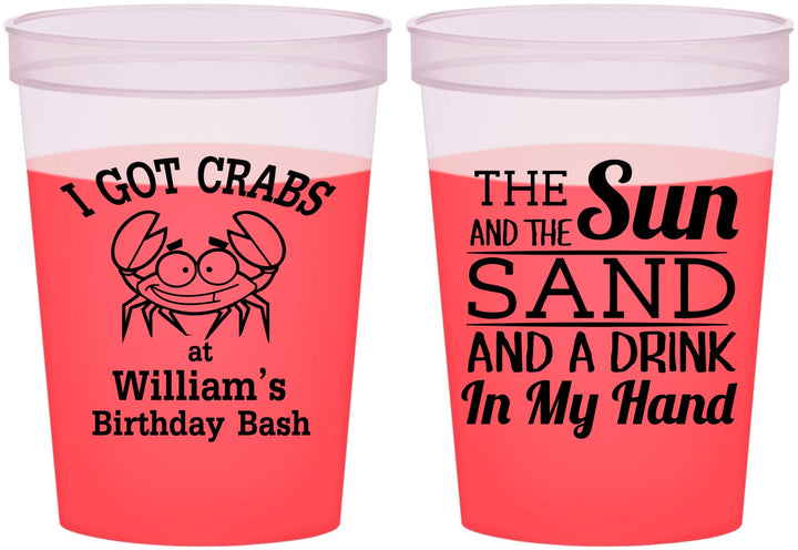 Custom Birthday 16 oz Color Changing Cups - Sun Sand Drink Hand | 20205