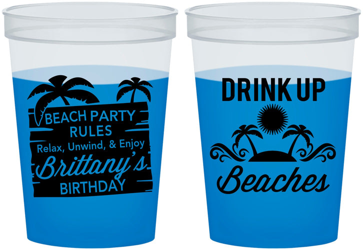 Custom Birthday 16 oz Color Changing Cups - Drink Up Beaches | 20206