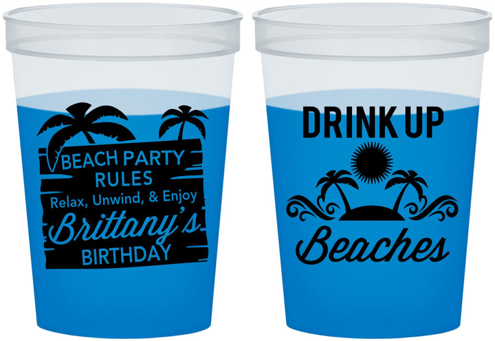 Custom Birthday 16 oz Color Changing Cups - Drink Up Beaches | 20206