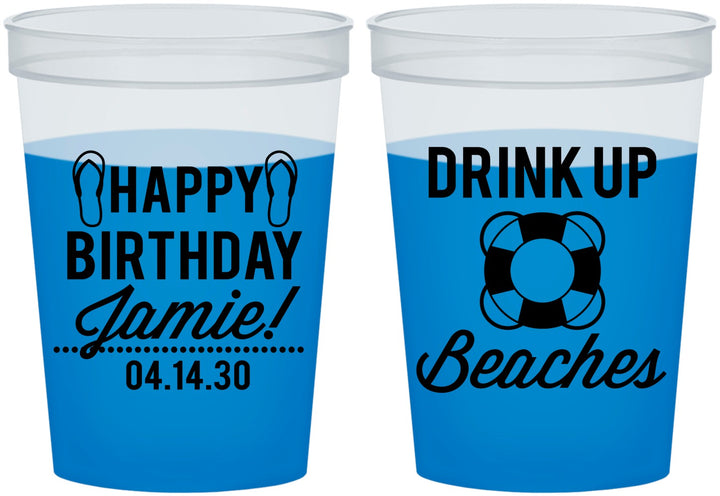 Custom Birthday 16 oz Color Changing Cups - Drink Up Beaches | 20207