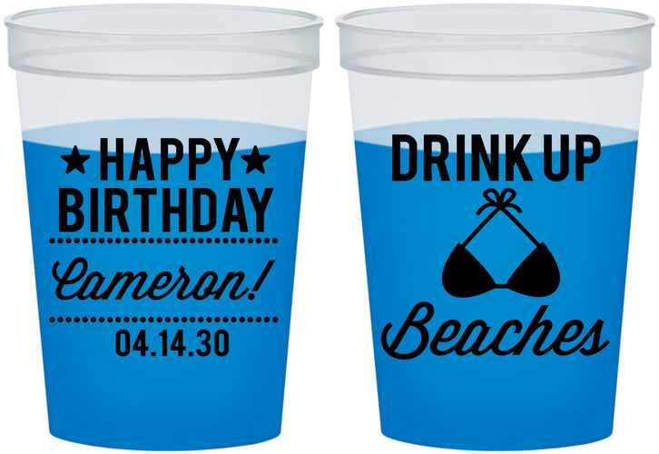 Custom Birthday 16 oz Color Changing Cups - Drink Up Beaches | 20208