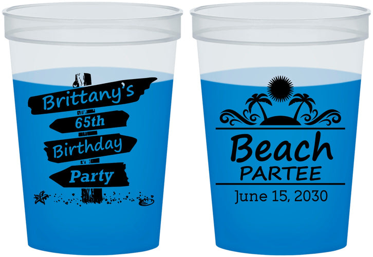 Custom Birthday 16 oz Color Changing Cups - 65th Beach | 20210