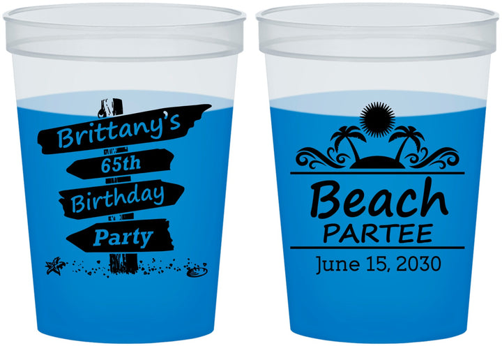 Custom Birthday 16 oz Color Changing Cups - 65th Beach | 20210
